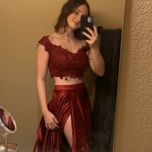 Red Two Piece Prom Dress Size 6 Brand New